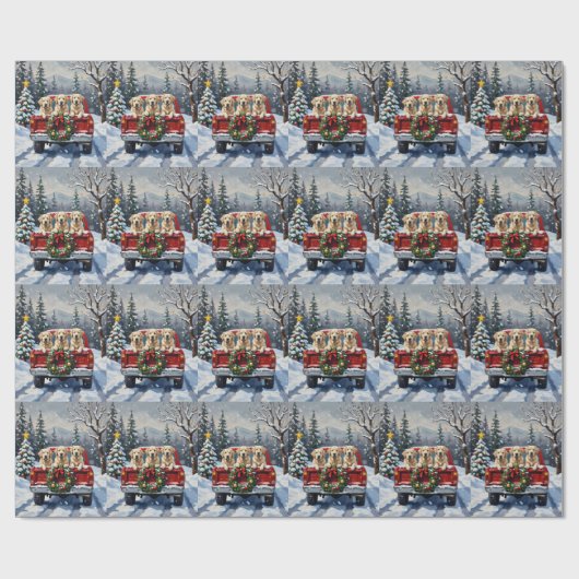 Great Pyrenees Christmas Red Truck Holiday Geschenkpapier (Flach)