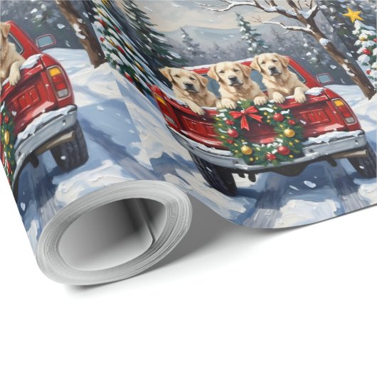 Great Pyrenees Christmas Red Truck Holiday Geschenkpapier (Rolleneckpunkt)