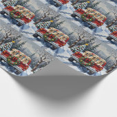 Great Pyrenees Christmas Red Truck Holiday Geschenkpapier (Ecke)