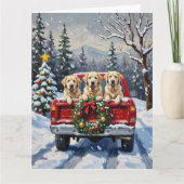 Great Pyrenees Christmas Red Truck Holiday Karte (Vorderseite)