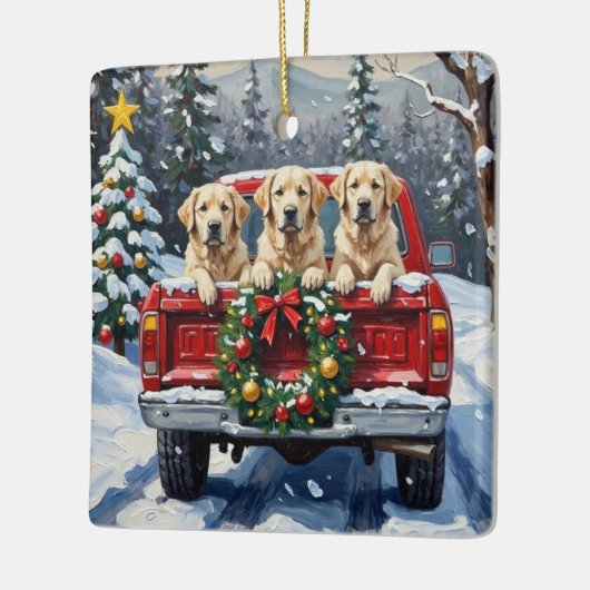 Great Pyrenees Christmas Red Truck Holiday Keramikornament (Links)