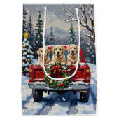 Great Pyrenees Christmas Red Truck Holiday Mittlere Geschenktüte (Rückseite)