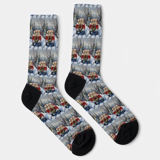 Great Pyrenees Christmas Red Truck Holiday Socken (Rechts)