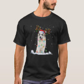 Great Pyrenees Dog Christmas Lights Funny Santa Ha T-Shirt (Vorderseite)