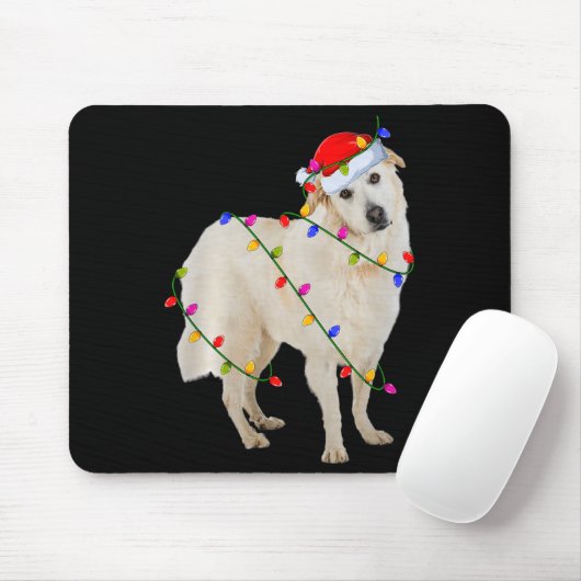 Great Pyrenees Dog Christmas Lights Santa Pet Dog  Mousepad (Mit Mouse)
