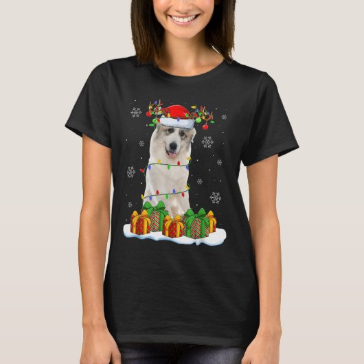 Great Pyrenees Dog Christmas Lights Santa Pet Dog T-Shirt (Vorderseite)
