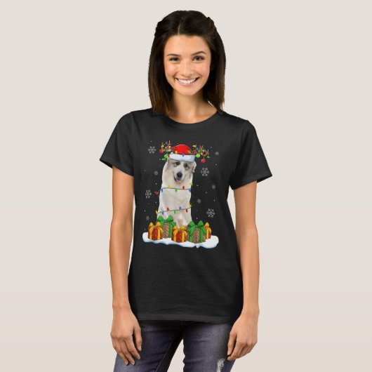 Great Pyrenees Dog Christmas Lights Santa Pet Dog T-Shirt (Vorne ganz)