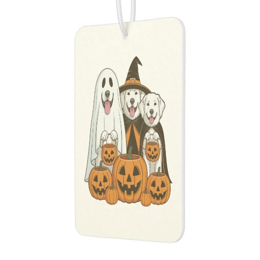 Great Pyrenees Dog Ghost Witch Halloween Matching  Autolufterfrischer (Links)