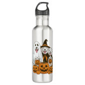 Great Pyrenees Dog Ghost Witch Halloween Matching Edelstahlflasche (Vorderseite)