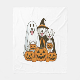 Great Pyrenees Dog Ghost Witch Halloween Matching  Fleecedecke