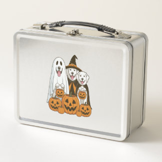 Great Pyrenees Dog Ghost Witch Halloween Matching  Metall Brotdose