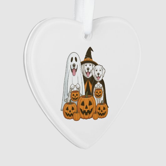 Great Pyrenees Dog Ghost Witch Halloween Matching Ornament (Vorderseite)