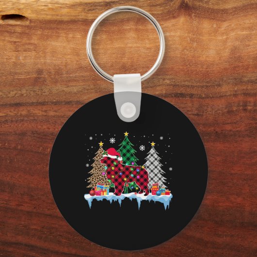 Great Pyrenees Dog Tree Christmas Lights Fun Xmas  Schlüsselanhänger (Vorderseite)