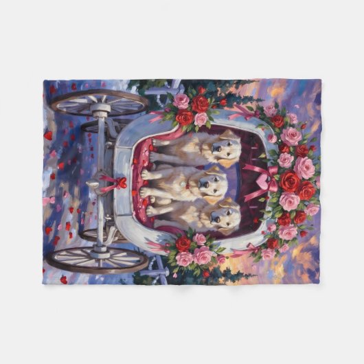 Great Pyrenees Dog Valentine's Day Fleecedecke (Vorderseite (Horizontal))