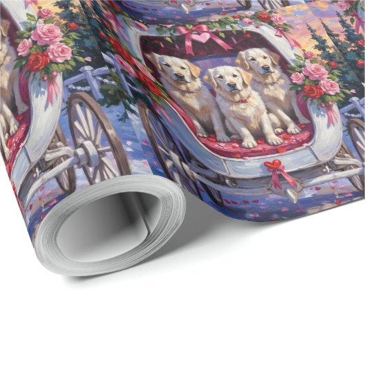 Great Pyrenees Dog Valentine's Day  Geschenkpapier (Rolleneckpunkt)
