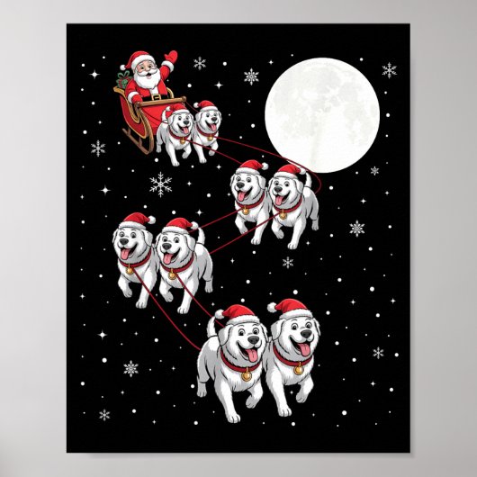 Great Pyrenees Dog Xmas Pajama Matching Santa Clau Poster (Vorne)