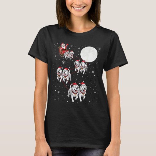 Great Pyrenees Dog Xmas Pajama Matching Santa Clau T-Shirt (Vorderseite)