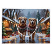 Great Pyrenees Dogs Christmas Snow Holiday  Große Geschenktüte (Rückseite)