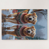 Great Pyrenees Dogs Christmas Snow Holiday  Puzzle (Horizontal)