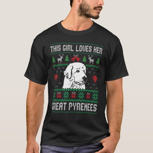 Great Pyrenees Girl Cool Ugly Christmas for Dog Mo T-Shirt (Vorderseite)