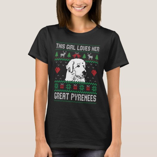 Great Pyrenees Girl Cool Ugly Christmas for Dog Mo T-Shirt (Vorderseite)