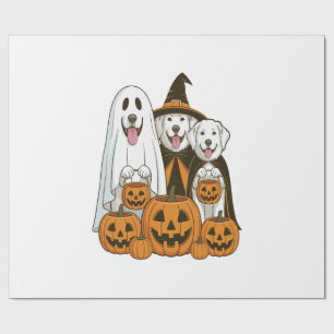 Great Pyrenees Hund Geisterhexe Halloween passend Geschenkpapier