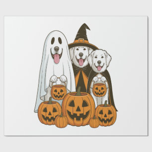 Great Pyrenees Hund Geisterhexe Halloween passend Geschenkpapier