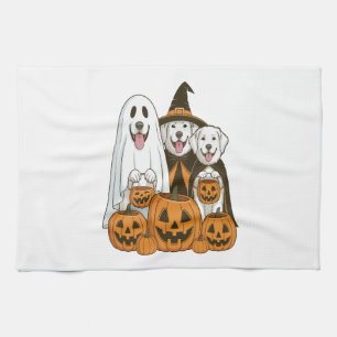 Great Pyrenees Hund Geisterhexe Halloween passend Geschirrtuch