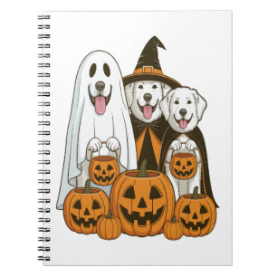Great Pyrenees Hund Geisterhexe Halloween passend Notizblock