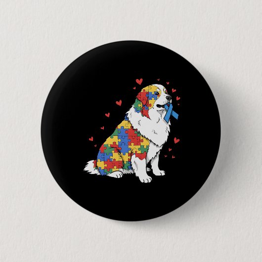 Great Pyrenees Puzzle Autismus-Bewusstsein Autisti Button (Vorderseite)