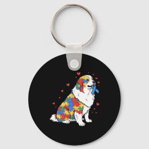 Great Pyrenees Puzzle Autismus-Bewusstsein Autisti Schlüsselanhänger