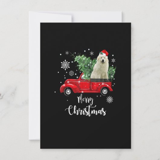 Great Pyrenees Ride Red Truck Christmas Pajama Einladung (Vorderseite)