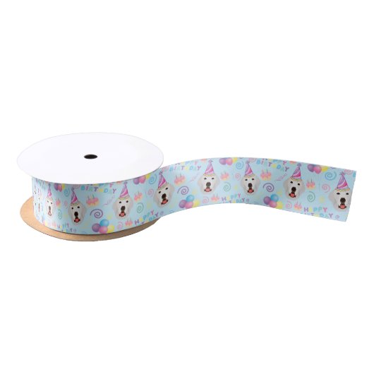 Great Pyrenees Satin Ribbon in Blue Satinband (Spule)