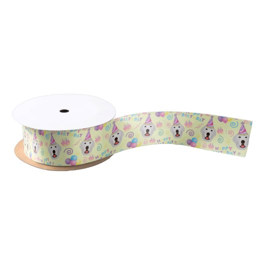 Great Pyrenees Satin Ribbon in Yellow Satinband (Spule)