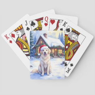 Great Pyrenees Schneebedeckte Berghütte Santa-Hut Spielkarten