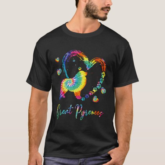 Great Pyrenees Tie Dye Rainbow Dog T-Shirt (Vorderseite)
