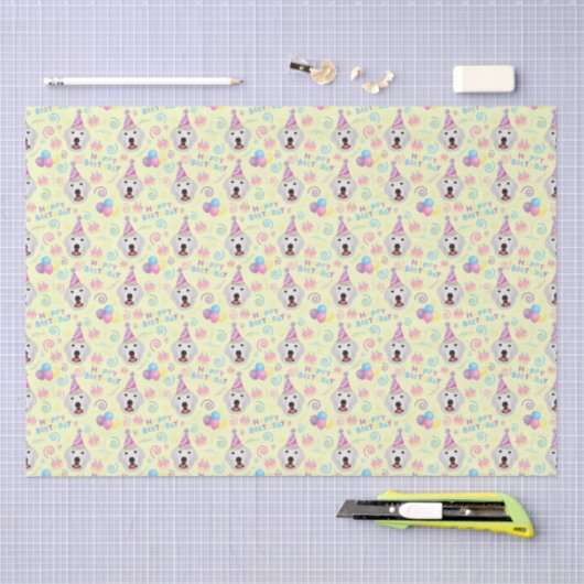 Great Pyrenees Tissue Paper in Yellow Seidenpapier (Handwerk)