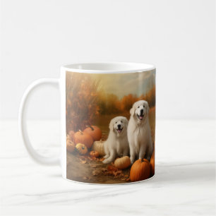 Great Pyrenees Welpe Herbstfreude Kürbis  Kaffeetasse