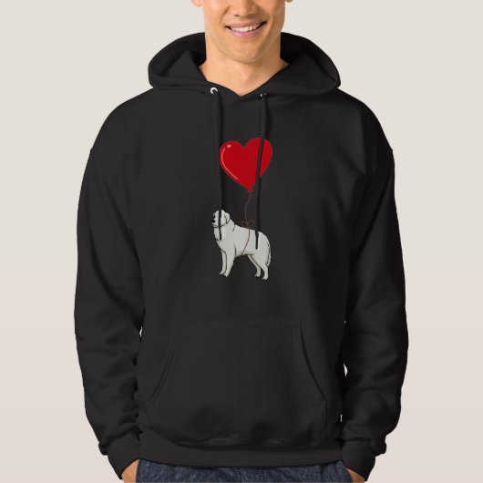 Great Pyrenees With Heart Balloon Valentines Day L Hoodie (Vorderseite)