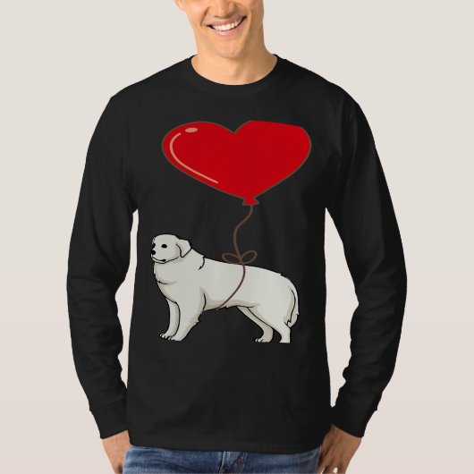 Great Pyrenees With Heart Balloon Valentines Day L T-Shirt (Vorderseite)