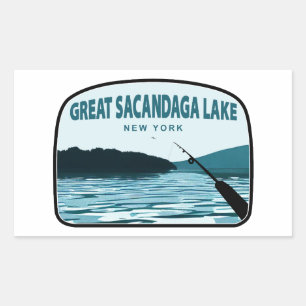 Great Sacandaga Lake New York Angelrute Rechteckiger Aufkleber