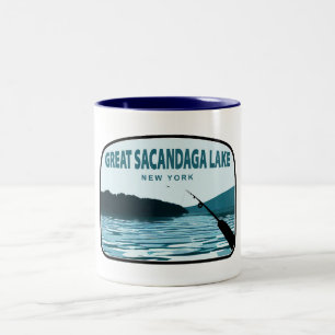 Great Sacandaga Lake New York Angelrute Zweifarbige Tasse