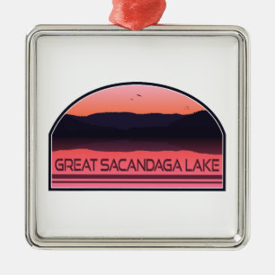 Great Sacandaga Lake New York Red Sunrise Ornament Aus Metall