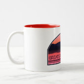 Great Sacandaga Lake New York Red Sunrise Zweifarbige Tasse (Links)