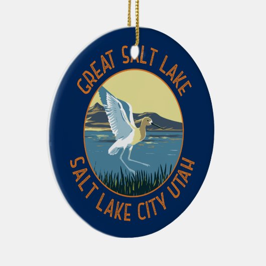 Great Salt Lake American Avocet Retro gestört Keramik Ornament (Rechts)