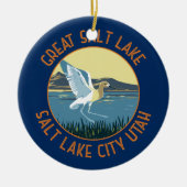 Great Salt Lake American Avocet Retro gestört Keramik Ornament (Vorne)