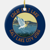 Great Salt Lake American Avocet Retro gestört Keramik Ornament (Hinten)