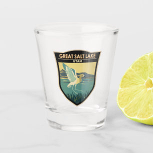 Great Salt Lake American Avocet Travel Art Vintag Schnapsglas