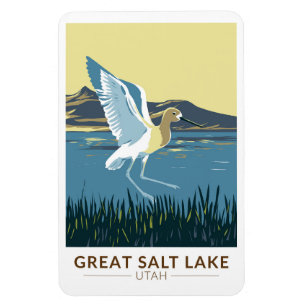 Great Salt Lake Amerikanischer Avocet Reise Kunst  Magnet