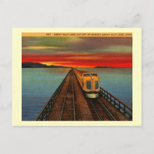 Great Salt Lake Train, Utah Vintag Postkarte